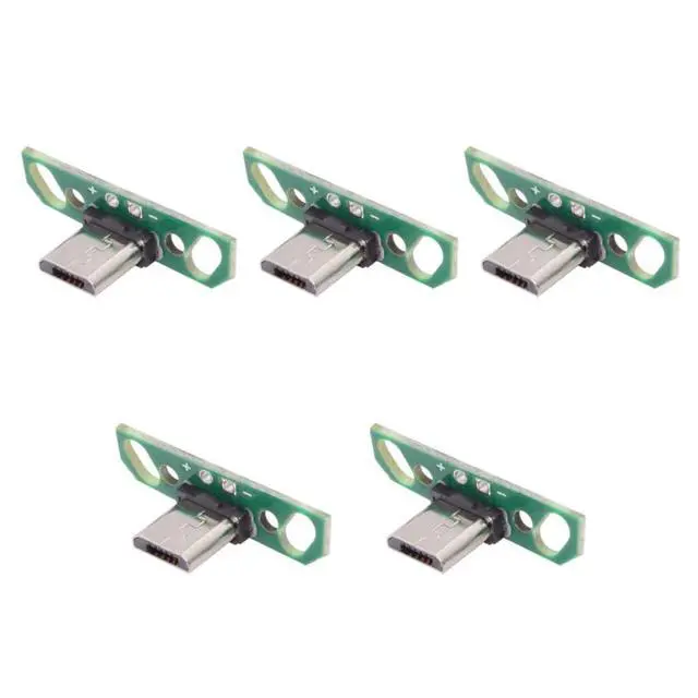 Alt view image 4 of 5 - 5-piece Set of DIY OEM USB2.0-Micro Male Vertical with PCB Board 2Pin Contact (Male Head Length 7mm) Assembly Solder Type