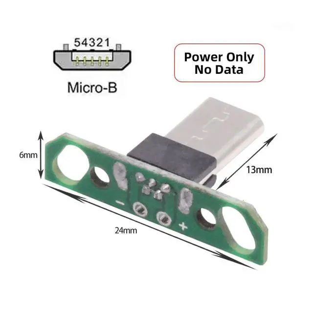 Alt view image 2 of 5 - 5-piece Set of DIY OEM USB2.0-Micro Male Vertical with PCB Board 2Pin Contact (Male Head Length 13mm) Assembly Solder Type