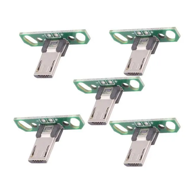 Alt view image 3 of 5 - 5-piece Set of DIY OEM USB2.0-Micro Male Vertical with PCB Board 2Pin Contact (Male Head Length 13mm) Assembly Solder Type