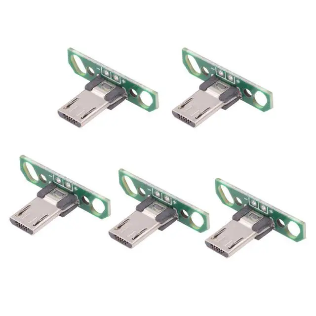 Alt view image 4 of 5 - 5-piece Set of DIY OEM USB2.0-Micro Male Vertical with PCB Board 2Pin Contact (Male Head Length 13mm) Assembly Solder Type