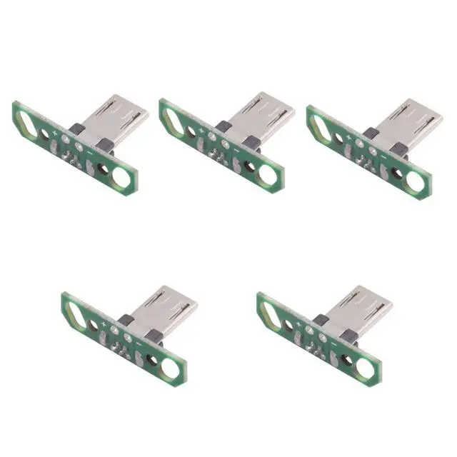 Alt view image 5 of 5 - 5-piece Set of DIY OEM USB2.0-Micro Male Vertical with PCB Board 2Pin Contact (Male Head Length 13mm) Assembly Solder Type