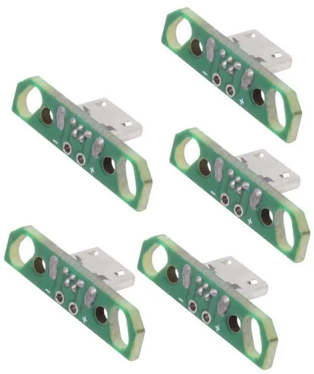 Main image of 5-piece Set of DIY OEM USB2.0-Micro Female Vertical with PCB Board 2Pin Contact (Flat Mouth) Assembly Solder Type