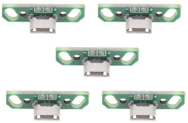 Alt view image 7 of 7 - 5-piece Set of DIY OEM USB2.0-Micro Female Vertical with PCB Board 2Pin Contact (Flat Mouth) Assembly Solder Type