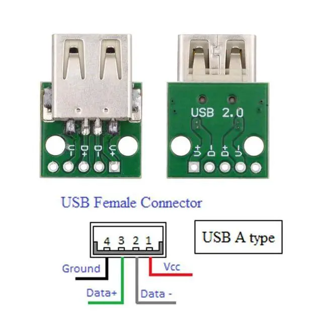 Alt view image 4 of 7 - 5-piece Set of DIY OEM USB-A 2.0 Female with PCB Board 5Pin Contact (Flat Mouth) Assembly Solder Type