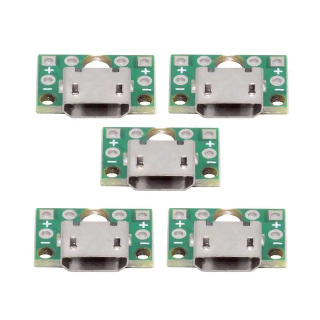 Alt view image 2 of 4 - 5-piece Set of DIY OEM USB2.0-Micro Female Horizontal with PCB Board 6Pin Contact (Flat Mouth) Assembly Solder Type