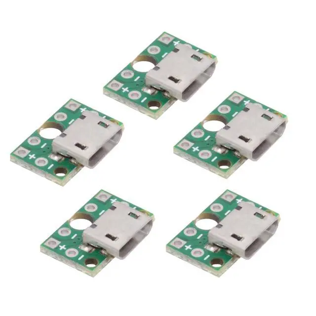Alt view image 3 of 4 - 5-piece Set of DIY OEM USB2.0-Micro Female Horizontal with PCB Board 6Pin Contact (Flat Mouth) Assembly Solder Type