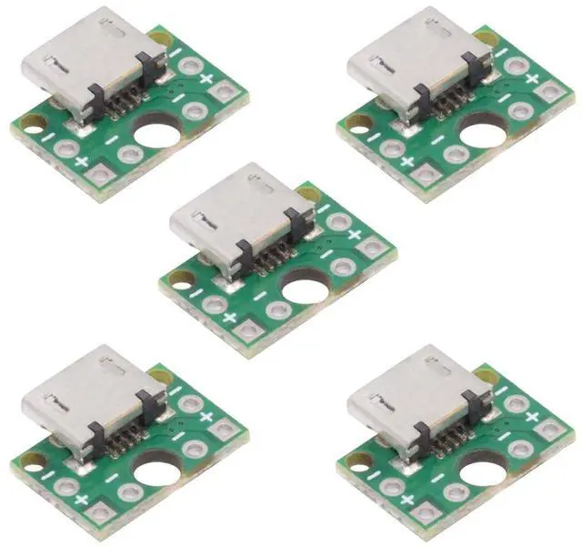 Alt view image 4 of 4 - 5-piece Set of DIY OEM USB2.0-Micro Female Horizontal with PCB Board 6Pin Contact (Flat Mouth) Assembly Solder Type