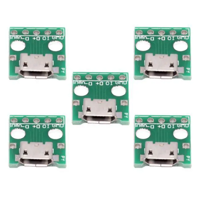 Alt view image 2 of 4 - 5-piece Set of DIY OEM USB2.0-Micro Female Horizontal with PCB Board 6Pin Contact (flanged Edge) Assembly Solder Type