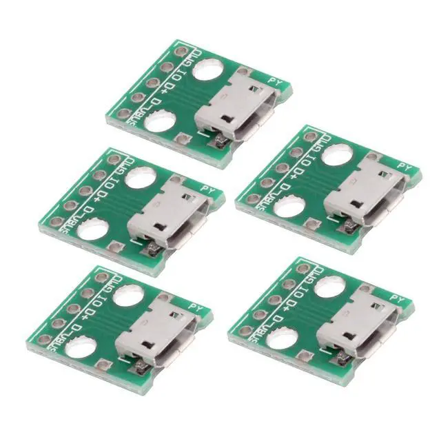 Alt view image 3 of 4 - 5-piece Set of DIY OEM USB2.0-Micro Female Horizontal with PCB Board 6Pin Contact (flanged Edge) Assembly Solder Type