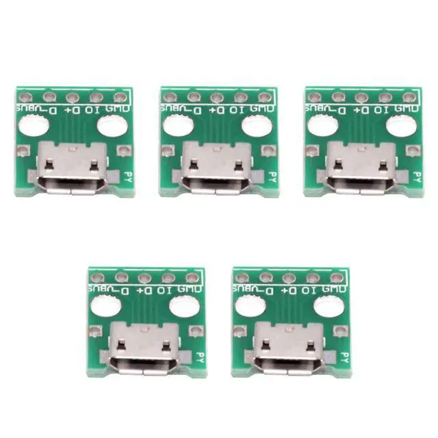 Alt view image 4 of 4 - 5-piece Set of DIY OEM USB2.0-Micro Female Horizontal with PCB Board 6Pin Contact (flanged Edge) Assembly Solder Type
