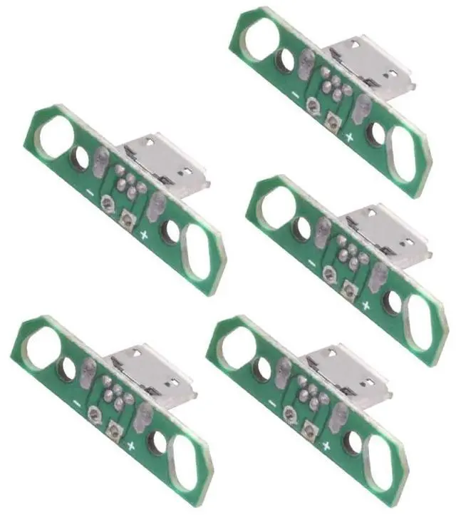 Main image of 5-piece Set of DIY OEM USB2.0-Micro Female Vertical with PCB Board 2Pin Contact (Curled Edge) Assembly Solder Type