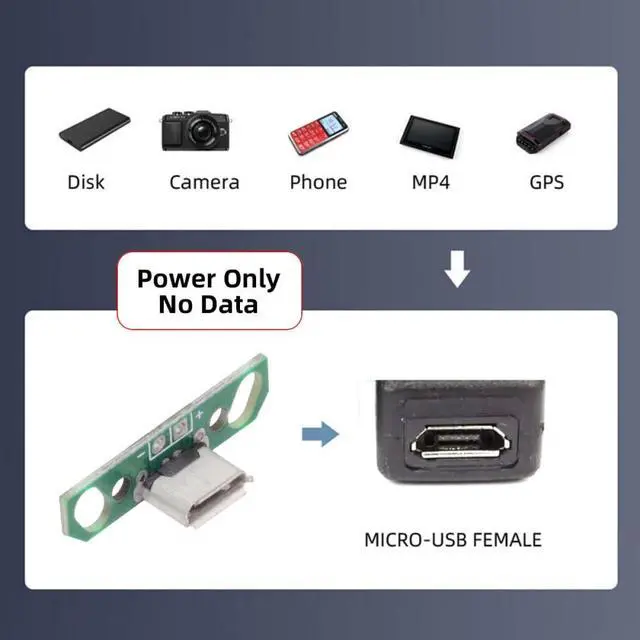 Alt view image 3 of 7 - 5-piece Set of DIY OEM USB2.0-Micro Female Vertical with PCB Board 2Pin Contact (Curled Edge) Assembly Solder Type