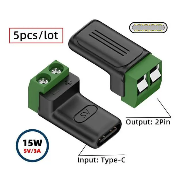 Alt view image 2 of 7 - 5pcs/Set DIY OEM Repair Solderless Connector Type-C Female Socket OTG Connector to 2Pin Terminal Output DIY OEM DC 5V Power