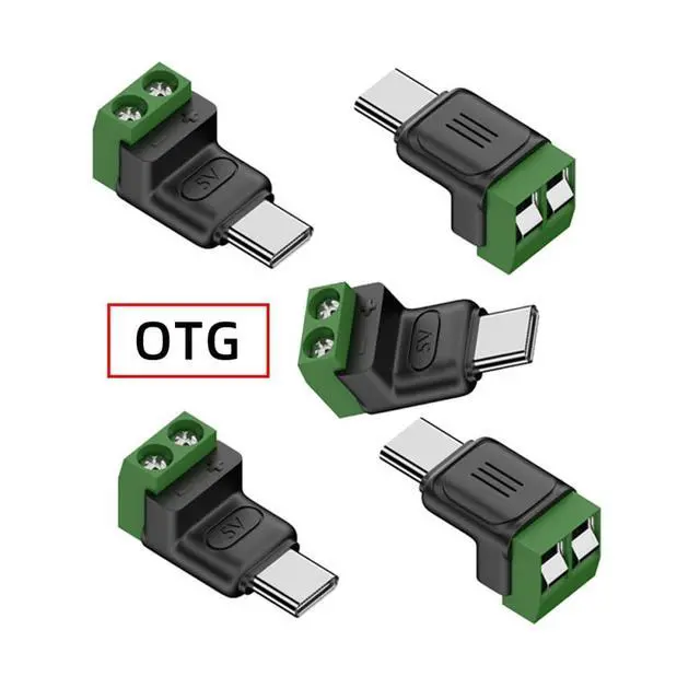 Alt view image 2 of 7 - 5pcs/Set DIY OEM Repair Solderless Connector Type-C Male Plug Connector OTG Pinout to 2Pin Terminal Output DIY OEM DC 5V Power
