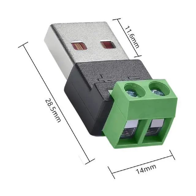 Alt view image 4 of 7 - 5pcs DIY OEM 2Pin Terminal Input to USB2.0 Type-A Male Plug Output Connector Repair Solderless DC 5V Power Connector