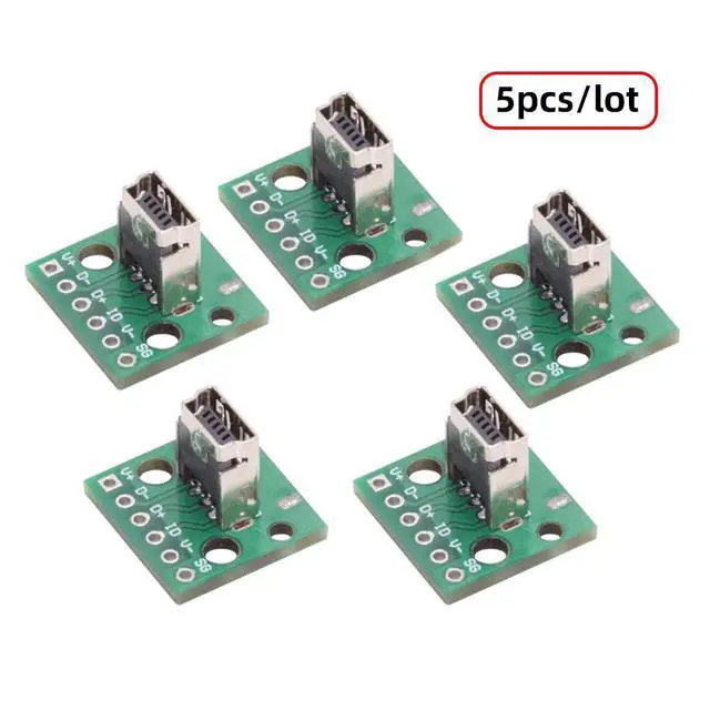 Alt view image 3 of 7 - 5-piece Set of DIY OEM USB2.0-MINI Female with PCB Board 6Pin Contact (Vertical) Assembly Solder Type