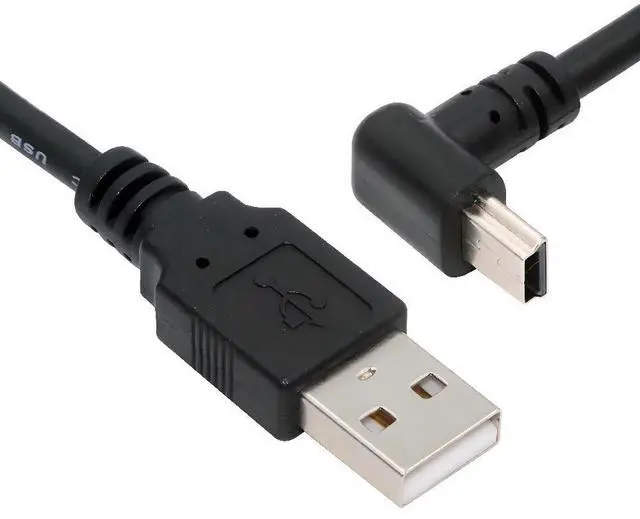 Main image of Mini USB Cable,USB 2.0 Male to Mini USB 5 Pin Male Charging Data Transfer Extension Cable Black 90 Degree Up Angled 1.5M for Dash Cam/GPS/Microphone