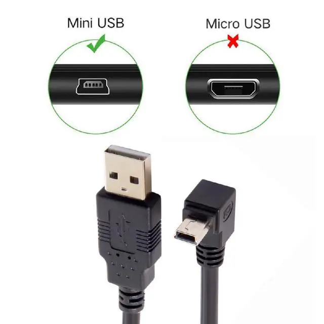 Alt view image 5 of 7 - Mini USB B Type 5pin Male Up Angled 90 Degree to USB 2.0 Male Power Data Cable 50CM