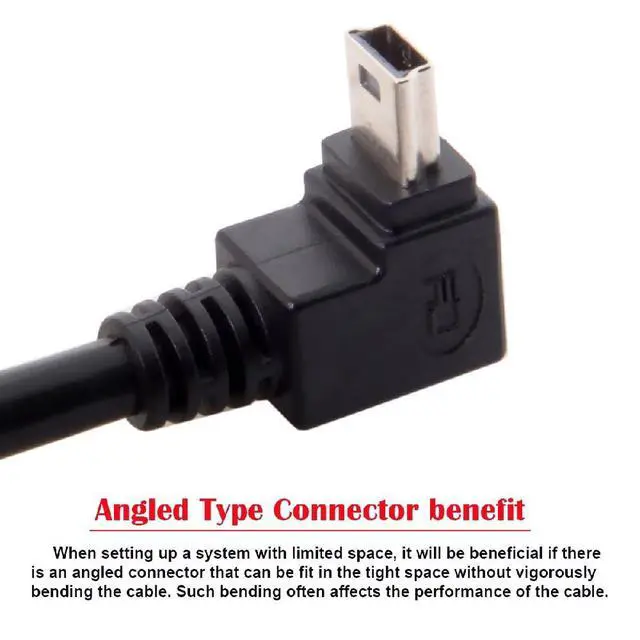 Alt view image 6 of 7 - Mini USB B Type 5pin Male Up Angled 90 Degree to USB 2.0 Male Power Data Cable 50CM