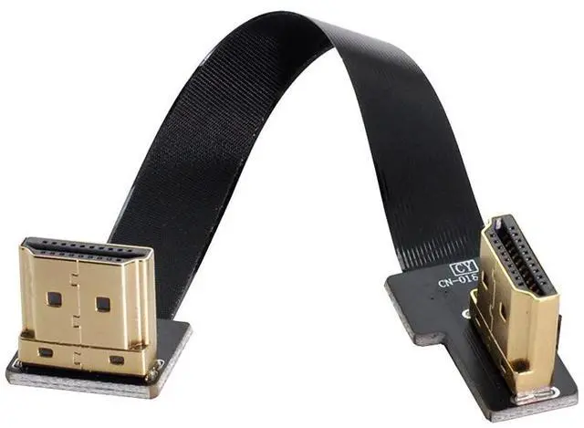 Main image of CYFPV Dual 90 Degree Right-Up Angled HDMI Type A Male to Male HDTV FPC Flat Cable for FPV HDTV Multicopter Aerial Photography 80cm