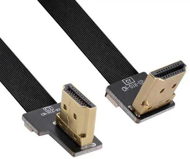 Alt view image 4 of 7 - CYFPV Dual 90 Degree Right-Up Angled HDMI Type A Male to Male HDTV FPC Flat Cable for FPV HDTV Multicopter Aerial Photography 30cm
