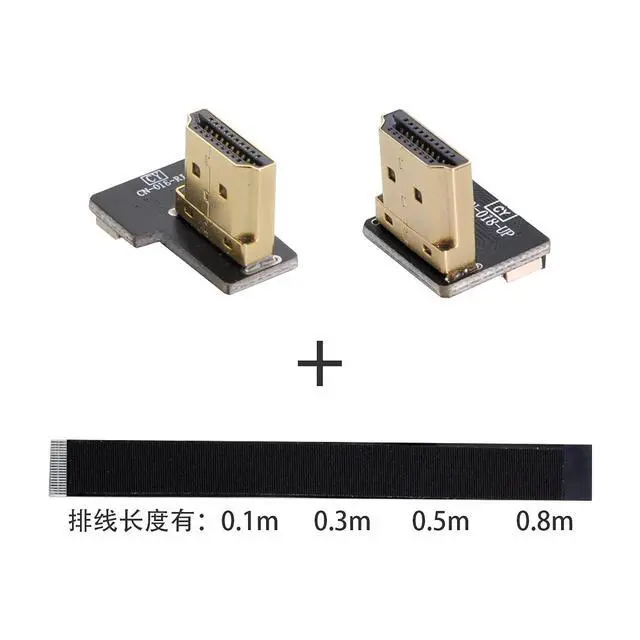 Alt view image 7 of 7 - CYFPV Dual 90 Degree Right-Up Angled HDMI Type A Male to Male HDTV FPC Flat Cable for FPV HDTV Multicopter Aerial Photography 30cm