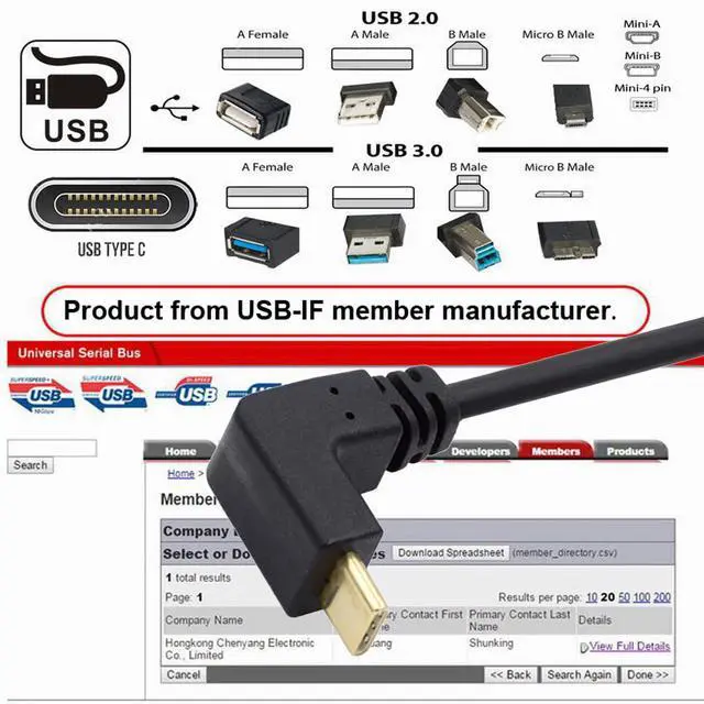 Alt view image 3 of 7 - USB 3.1 USB-C Up Down Angled to 90 Degree Right Angled A Male Data Cable for Tablet Phone (100cm)