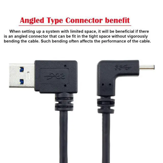 Alt view image 2 of 7 - USB 3.1 USB-C Up Down Angled to 90 Degree Left Angled A Male Data Cable for Tablet Phone (100cm)