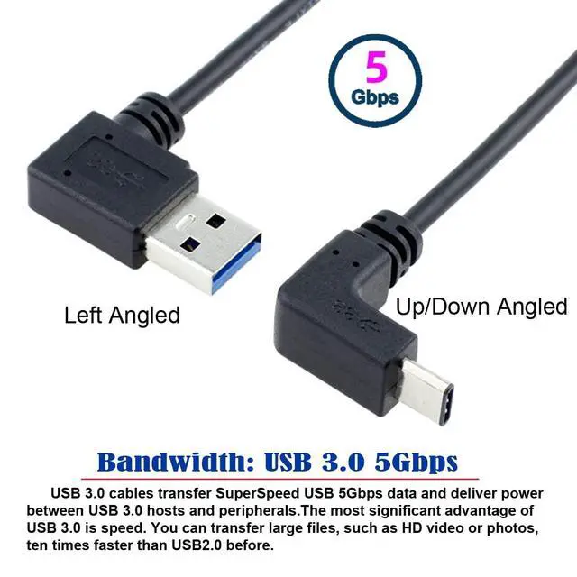 Alt view image 4 of 7 - USB 3.1 USB-C Up Down Angled to 90 Degree Left Angled A Male Data Cable for Tablet Phone (100cm)