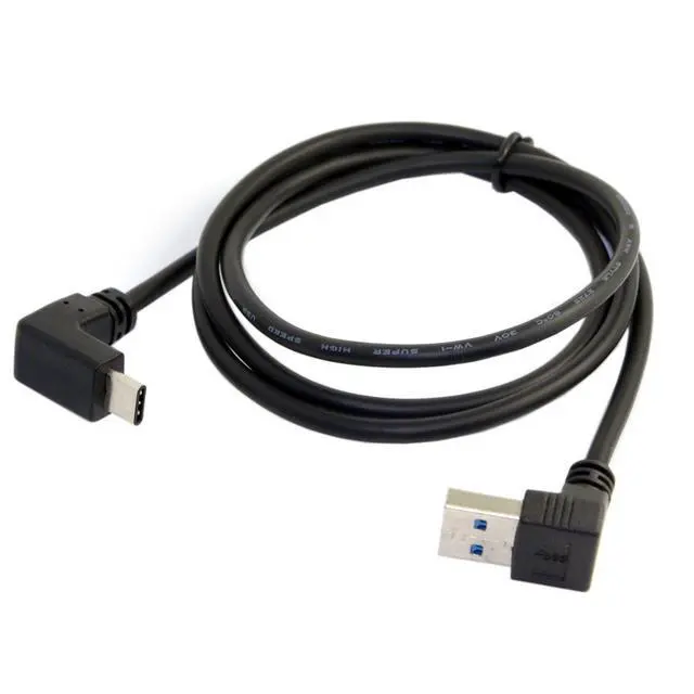 Main image of USB 3.1 USB-C Reversible Angled to 90 Degree Up Angled A Male Data Cable for Tablet Phone (100cm)