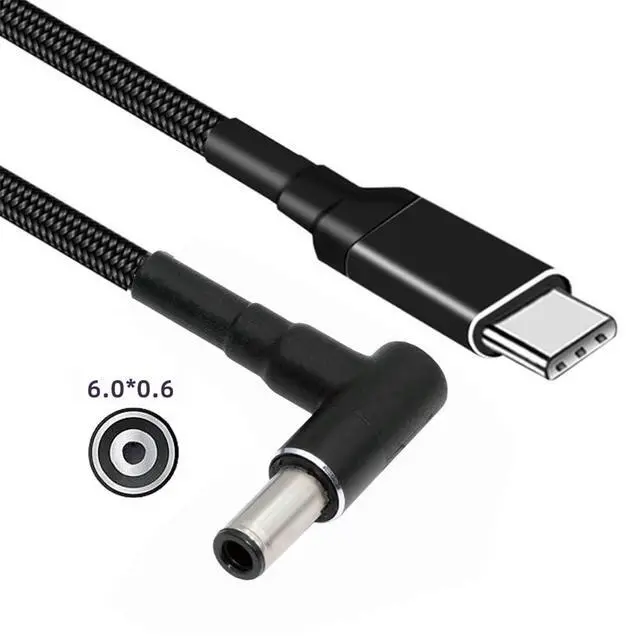 Alt view image 3 of 7 - USB-C 100W 20V Input to DC 6.0 * 1.4 * 0.6mm PD Power 65W Output Charge Cable Support QC PD Type-C for Laptop