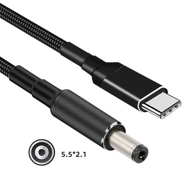 Alt view image 2 of 7 - USB-C 100W 20V Input to DC 5.5 * 2.1mm PD Power 65W Output Charge Cable Support QC PD Type-C for Laptop