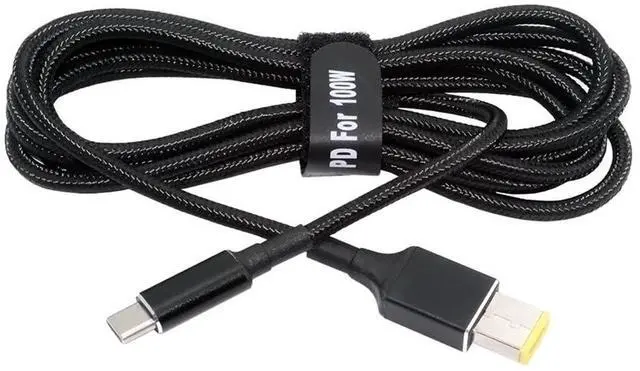 Main image of USB-C 100W 20V Input to Rectangular Jack PD Power 65W Output Charge Cable Support QC PD Type-C for Thinkpad X1 Legion Y7000P Laptop