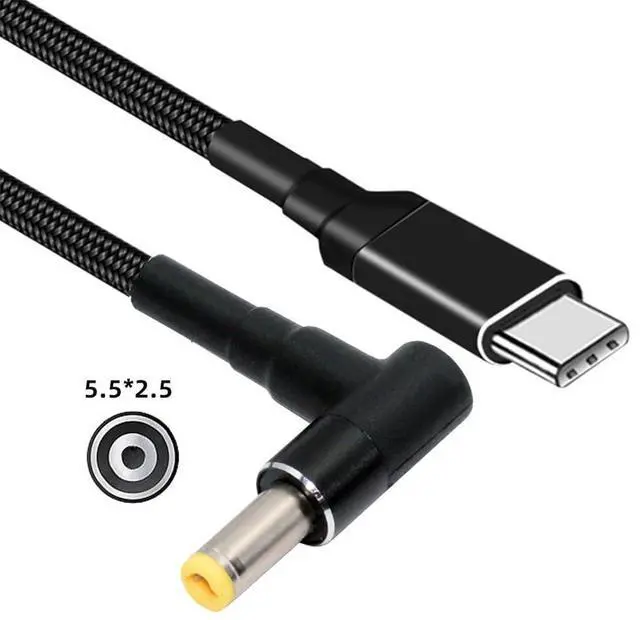 Alt view image 2 of 7 - USB-C 100W 20V Input to DC 5.5 * 2.5mm PD Power 65W Output Charge Cable Support QC PD Type-C for Laptop