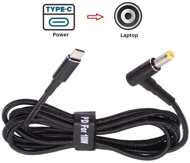 Alt view image 7 of 7 - USB-C 100W 20V Input to DC 5.5 * 2.5mm PD Power 65W Output Charge Cable Support QC PD Type-C for Laptop