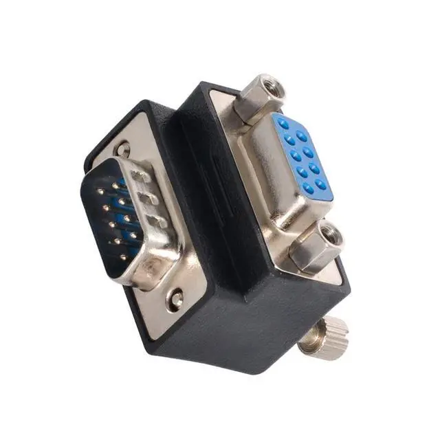 Alt view image 7 of 7 - RS232 D-Sub 9Pin 90 Degree Down Angled Male Screw Type to Female Nut Type Extension Adapter