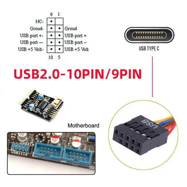 Alt view image 5 of 7 - Single Port USB 3.1 USB-C Type C Female to USB 3.0 19pin Header Motherboard Cable 20cm