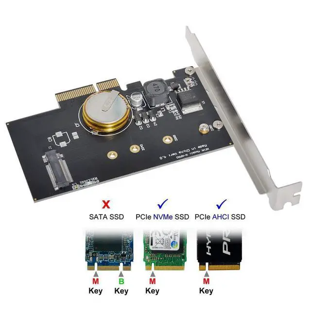 Alt view image 4 of 7 - PCI-E 3.0 x4 to M.2 NGFF M Key SSD Nvme Card Adapter PCI Express with Power Failure Protection 4.0F Super Capacitor