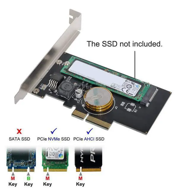 Alt view image 5 of 7 - PCI-E 3.0 x4 to M.2 NGFF M Key SSD Nvme Card Adapter PCI Express with Power Failure Protection 4.0F Super Capacitor
