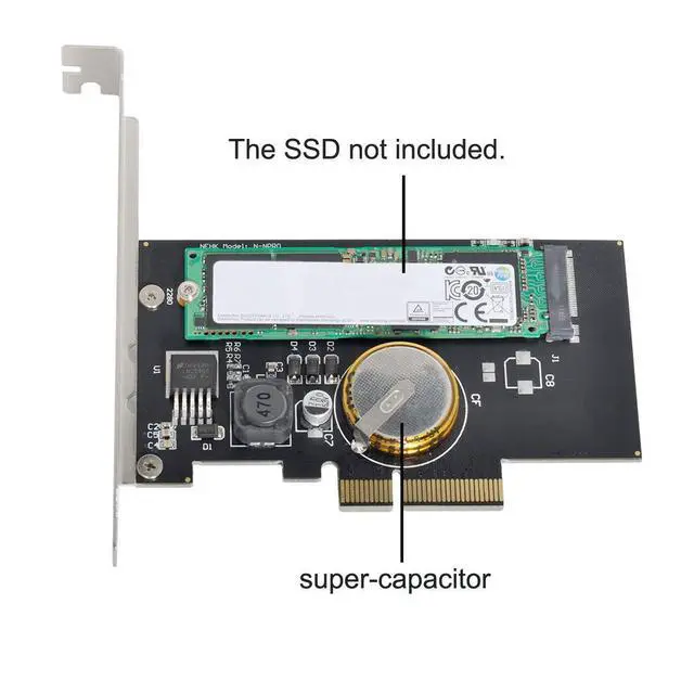 Alt view image 6 of 7 - PCI-E 3.0 x4 to M.2 NGFF M Key SSD Nvme Card Adapter PCI Express with Power Failure Protection 4.0F Super Capacitor