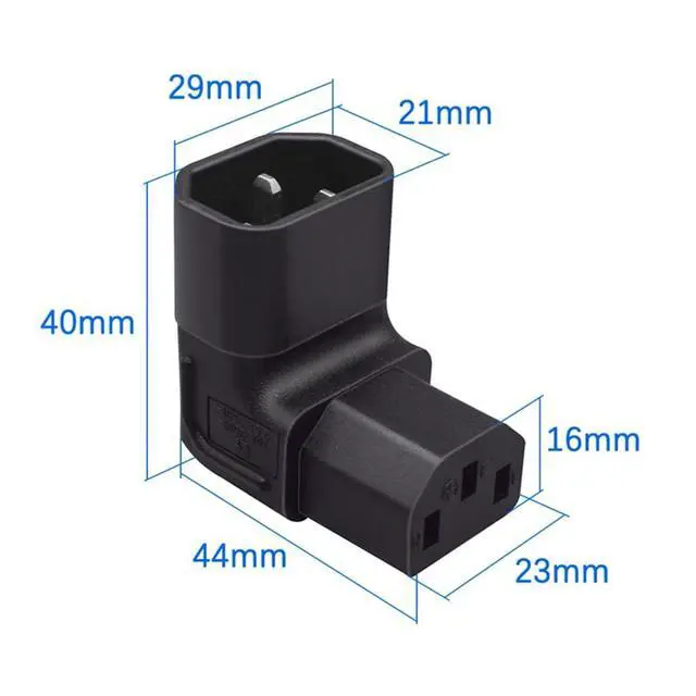 Alt view image 3 of 7 - 2pcs IEC Male C14 to Up & Down Direction Right Angled 90 Degree IEC Female C13 Power Extension Adapter AC Convertor