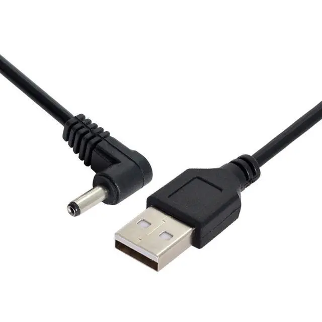 Alt view image 6 of 6 - USB 2.0 Male to Right Angled 90 Degree 3.5mm 1.35mm DC Power Plug Barrel 5V Cable 80cm
