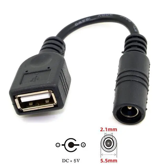 Alt view image 2 of 6 - 5V USB Female to DC Power Jack 5.5 2.1mm Charge Adpter Cable for Cell Phone & Tablet
