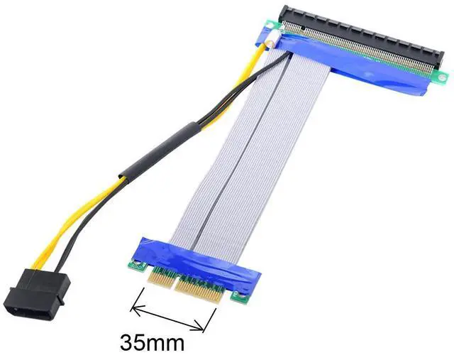 Alt view image 2 of 7 - PCI-E Express 4X to 16x Flex Cable Extender Converter Riser Card Adapter with 4pin Power 15cm