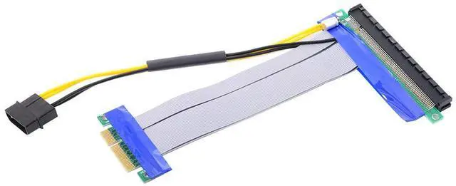 Alt view image 3 of 7 - PCI-E Express 4X to 16x Flex Cable Extender Converter Riser Card Adapter with 4pin Power 15cm