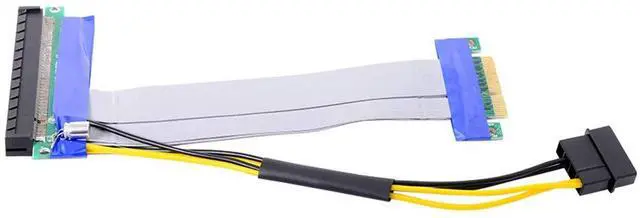 Alt view image 5 of 7 - PCI-E Express 4X to 16x Flex Cable Extender Converter Riser Card Adapter with 4pin Power 15cm