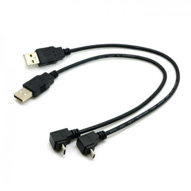 Alt view image 2 of 5 - 2pcs USB 2.0 Male to Micro USB Up & Down Angled 90 Degree Cable 30cm for Cell Phone Tablet
