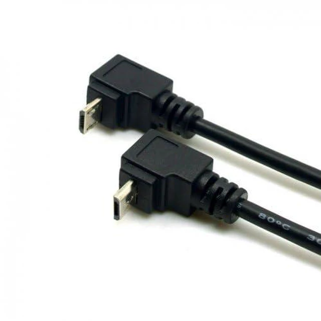 Alt view image 3 of 5 - 2pcs USB 2.0 Male to Micro USB Up & Down Angled 90 Degree Cable 30cm for Cell Phone Tablet