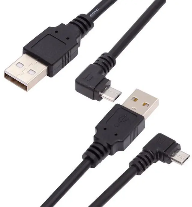Main image of USB 2.0 Type-A to 5V Micro USB 5Pin Power Charge Data Cable Left Right Angled for Phone Tablet Camera 150cm