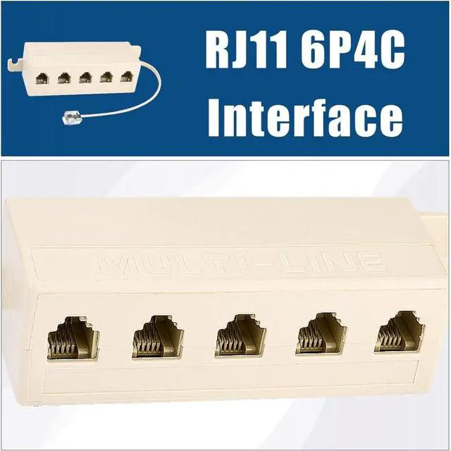 Alt view image 4 of 7 - 5 Way Outlet 6P4C RJ11 RJ12 Telephone Phone Modular Jack Line Splitter Adapter Beige 1-in-5-out